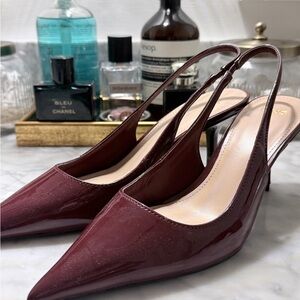Mango Women's Burgundy Slingback Heels